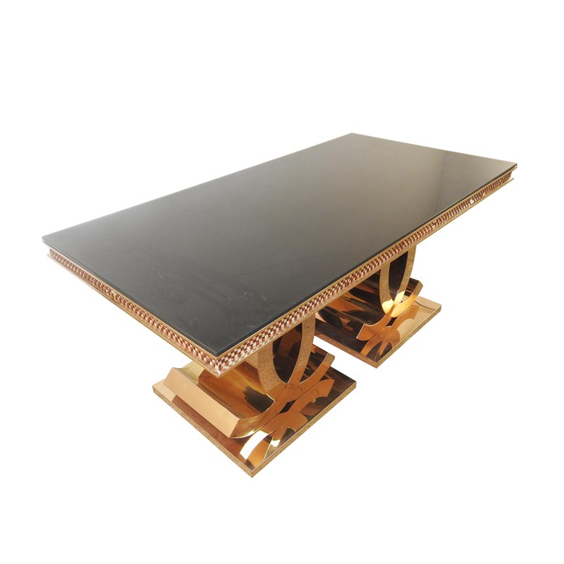 Black Glass rectangle Dining table CT020