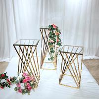 Gold color with Glass Wedding pedestal stand HJ009
