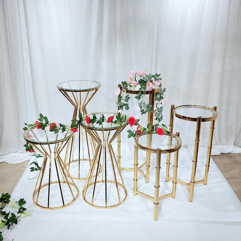 Glass and Stainless steel Wedding pedestal stand HJ010